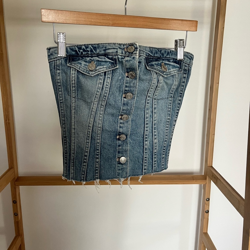 Women's Blue Denim Button-Up Shirt NWT